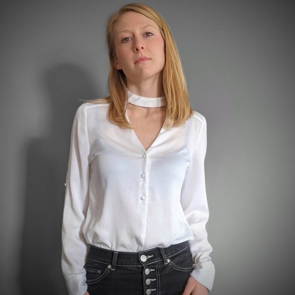 Express White Blouse with Choker Collar- Size XS